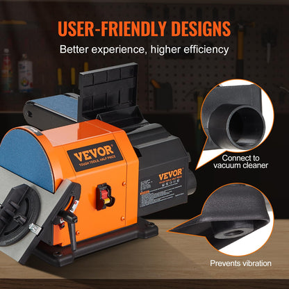 VEVOR 8" Disc Sander and 4"x 36" Professional Belt Sander,Belt Sander with 5A Induction Motor Cast Aluminum Worktable for Woodworking