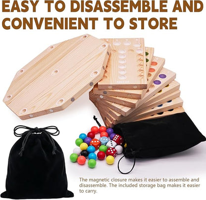 Magnetic Marbles Board Game 2-8 Players Wooden Board Game Set with 32 Marbles &amp 16 Dice Portable Marble Game for Family and Friends Game Night Gatherings