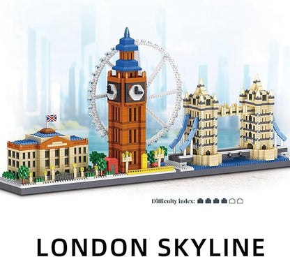 London Skyline Building Blocks Sets - 3110PCS Famous London Landmarks Architecture Toy Micro Mini Building Bricks Kit with London EyeBig BenWestminster PalaceTower Bridge for Adult STEM Gift