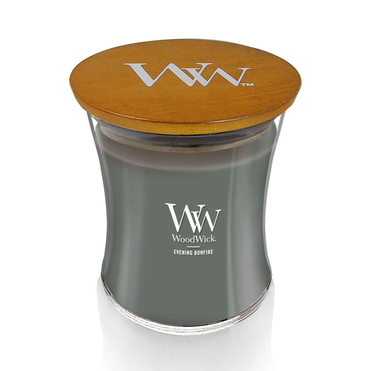 WoodWick Evening Bonfire Holiday Candle Gifts for Women and Men, 9.7 oz Medium Hourglass Candle with Crackling Wick