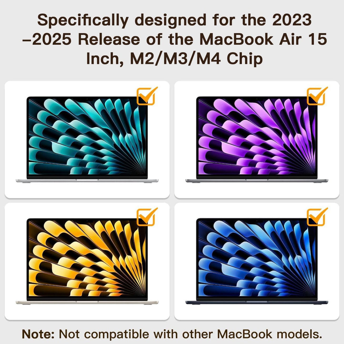 2 Pack Compatible with MacBook Air 15 Inch Screen Protector (M2, M3, M4), Matte Anti Glare Film Anti Scratch for Mac Air 15.3'' (2023-2025)