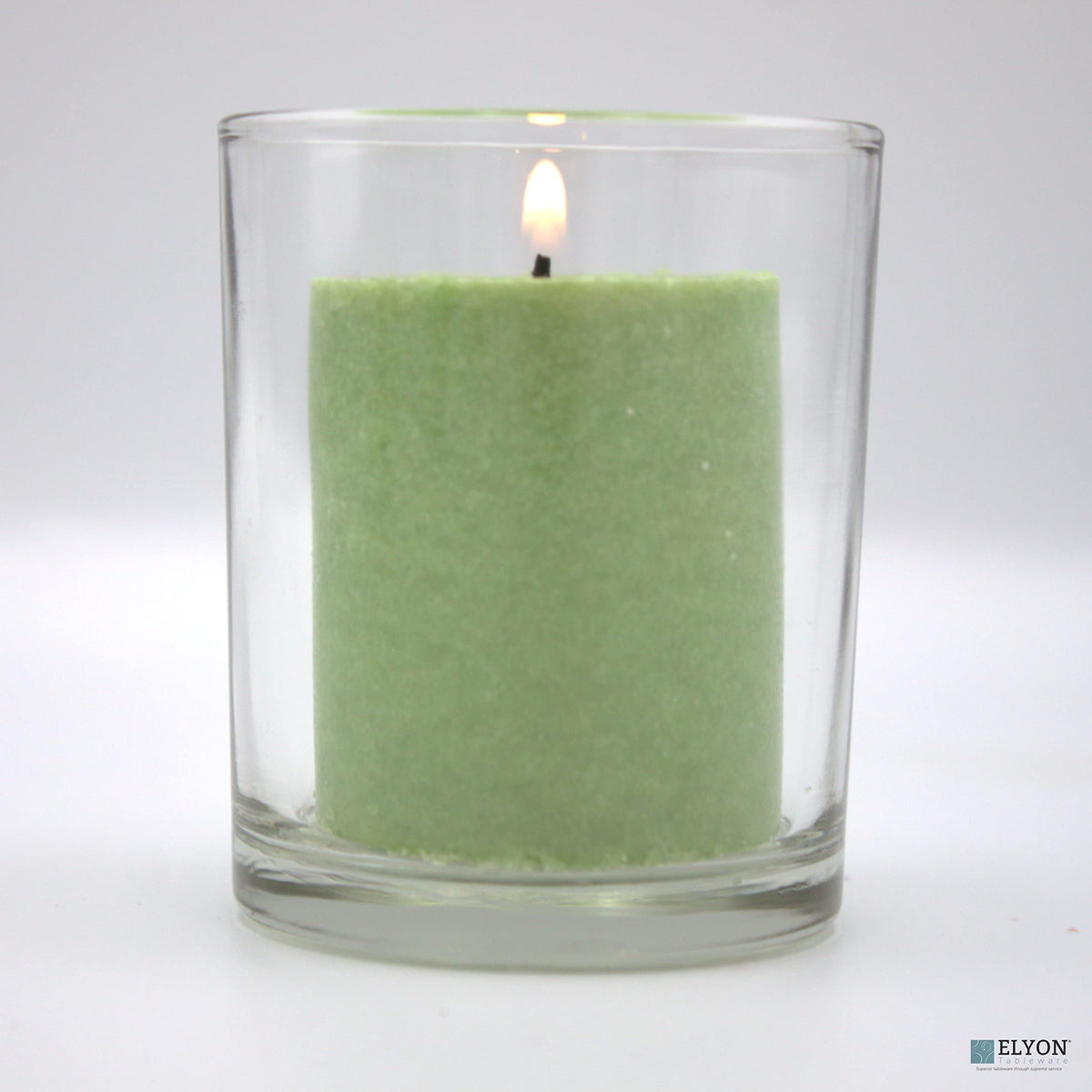 18 Green Colored Unscented Wax Votive Candles in Glass Holder, 24 Hours Burn Time