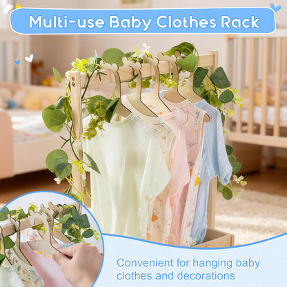 LLMQ Baby Gift Basket with Adjustable Handle, Thickened Wooden Baby Shower Crate Closet, Baby Shower Clothes Rack Storage Box, Larger Capacity Diaper Caddy Organizer (No Wreath)