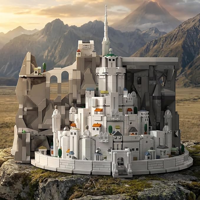 Medieval The Rings White Castle Architecture Sets for Adult Building with Lights Movie Modular Collectible for Fans Gift Toy for Men and Women (2318 Pcs)
