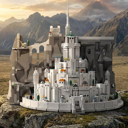 Medieval The Rings White Castle Architecture Sets for Adult Building with Lights Movie Modular Collectible for Fans Gift Toy for Men and Women (2318 Pcs)
