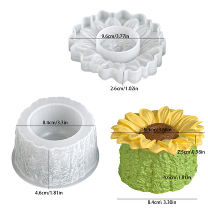 Sunflower Box Cylinder Candle & Resin Mold - Resin Casting Silicone Molds for Home Decor & Candle Making Wave Spiral Mold