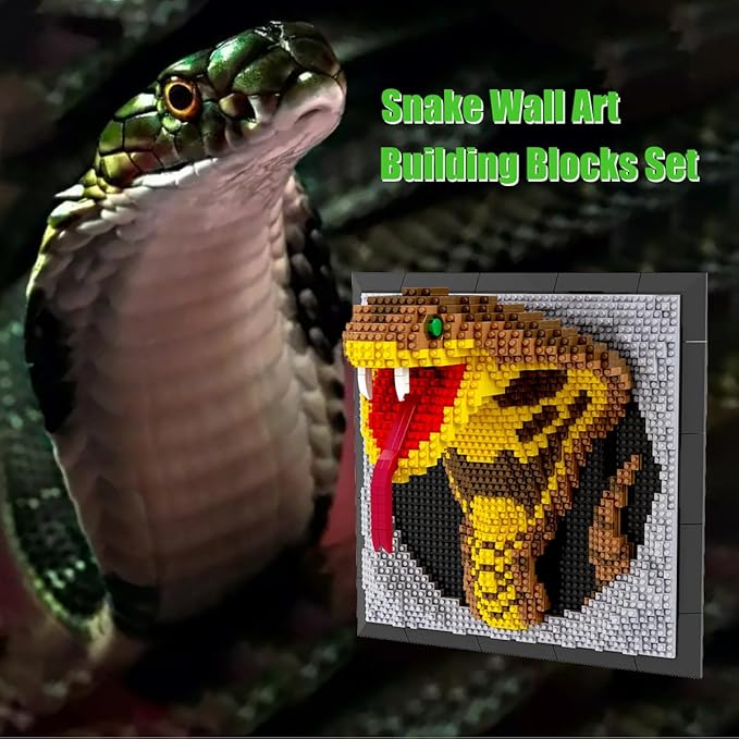 BDYDT Wall Art Snake Building Blocks Set A Wall Decor Set for Adults Who Love Creative Hobbies(2376 Pieces) Toys Gifts for Kid and Adult