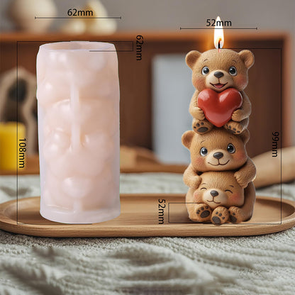 Rose Bear Heart Cylinder Silicone Wave Spiral Candle Mold - Silicone Resin Casting Molds for Candle & Resin & Soap Craft Supplies
