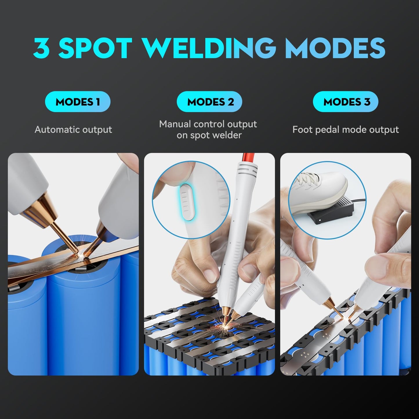 UF20B AWithZ Capacitor Battery Spot Welder, 10.5KW Spot Welder, 3-in-1 Auto & Manual & Foot Pedal Three Modes Welding for 18650/LiFePO4 Lithium Battery Pack Building with Foot Pedal