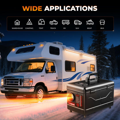 GEARLASSO Diesel Heater 12V/24V/110V 8KW Protable Toolbox Diesel Parking Heater with APP Remote Control and Charger LCD Screen Suitable for Home Shop Garage RV Trailer Boat Camper Black
