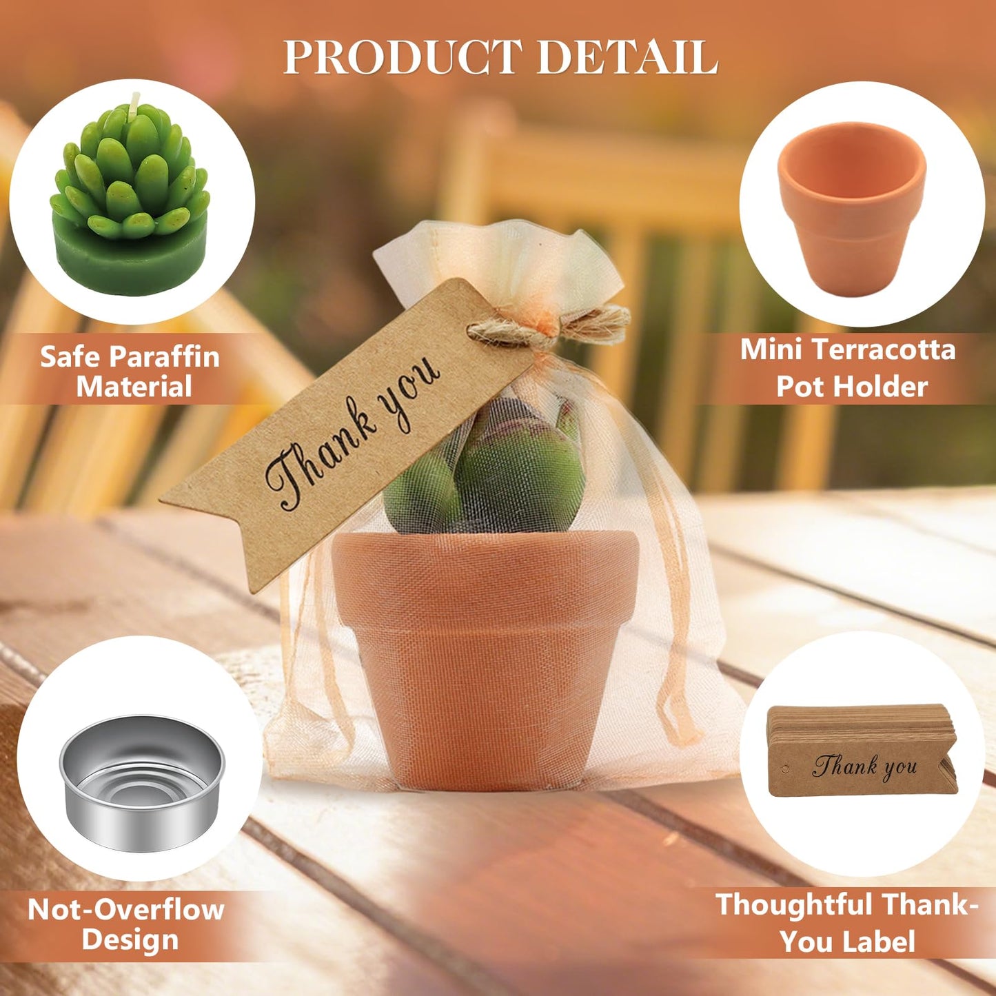 AZEAM 24 Pcs Succulent Candles Party Favors, Bulk Cactus Table Decor with Mini Terracotta Holders, Tiny Handmade Plant Tealights Candle Decoration for Shower Bridal Game Wedding Home Birthday