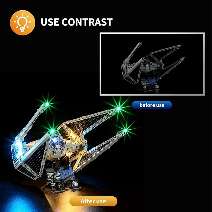 Vaodest Led Light for Lego 75382 Tie Interceptor Building Blocks ModelDesign and Configuration Compatible with Model 75382(Led Light Only Not Building Block Kit)