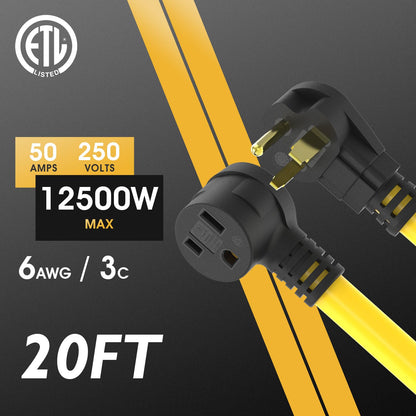 TOOLIOM 6AWG 40FT Welder Extension Cord for Welding Machines with ETL Approved. 6-50P to 6-50R Power Extension Cord