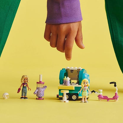LEGO Friends Mobile Bubble Tea Shop Toy Building Set 41733 Fun Pretend Play Toy Vehicle Set with Toy Scooter Mobile Cart Cash Register Play Store Gift Idea for Girls Kids Boys Ages 6+ Years Old