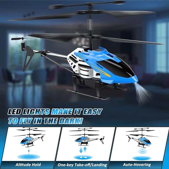 Dolanus RC Helicopters - Remote Control Helicopter Toys: One Key Take-Off/Landing Automatic Altitude Hold LED Light &amp 3.5 Channel Gyro Stabilizer Flying Toys - Gift for Boys/Girls Kids Adults