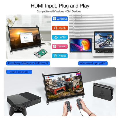 HAMTYSAN 7 Inch Raspberry Pi Screen Touchscreen Monitor 1024x600 Small HDMI Monitor w/Dual Speakers IPS Screen Display for Raspberry Pi 4/3/2 Win 11/10/8/7 Jetson Nano, Free Driver
