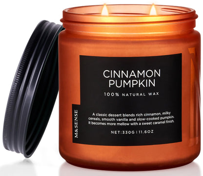 M&SENSE Ceylon Cinnamon Pumpkin Scented Candles for Home, 70 Hours Long Lasting Slow Burning 11.6oz Soy Natural Candle for Easter Holiday Birthday Gifts