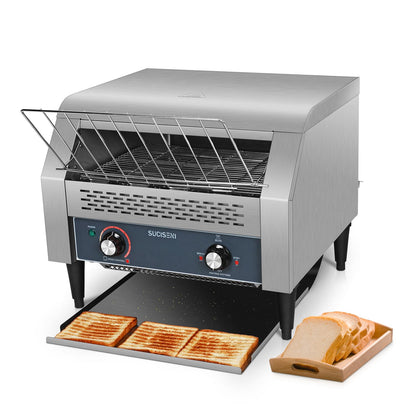 Commercial Conveyor Toaster 450 Slices/Hour Stainless Steel Toaster 2600W Heavy Duty Industrial Toasters Electric Oven with Dual Heating Tube for Bagel Bread Croissant Bakery Restaurant Cafe