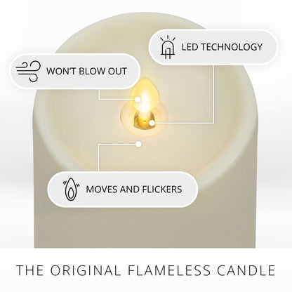 Luminara Pearl Ivory Outdoor Flameless Candle 3.25" x 7", Separate Remote, Moving Flame Flickering Realistic LED Battery Operated Pillar Lights Decor, Outside Lantern Halloween Christmas Decorations