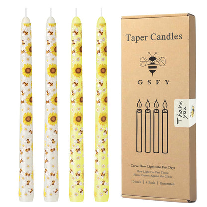 4Pack 10 Inch Print Taper Candles for Halloween and Fall Harvest, Unscented Dripless Candlesticks for Dinner Party Thanksgiving Sport Event and Home Decoration