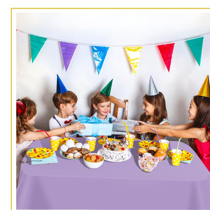 tujol Lavender 6 Pack Plastic Table Cloth 54" x 108", Disposable Tablecloths Rectangle Table Cover, Plastic Tablecloths for Parties