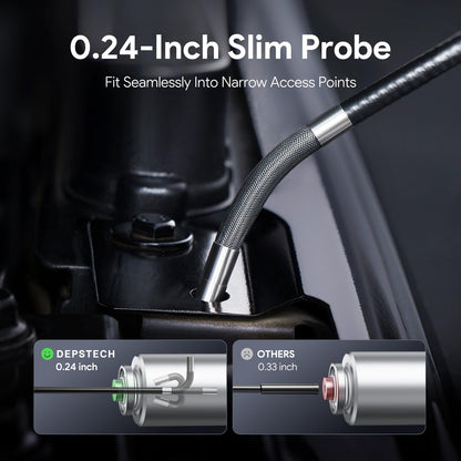 DEPSTECH Articulating Borescope Camera with Light, 5" IPS HD Screen, Industrial Endoscope Inspection Camera with Two-Way Articulated Probe, 0.24'' Flexible Snake Scope for Wall Automotive Engine - 5FT