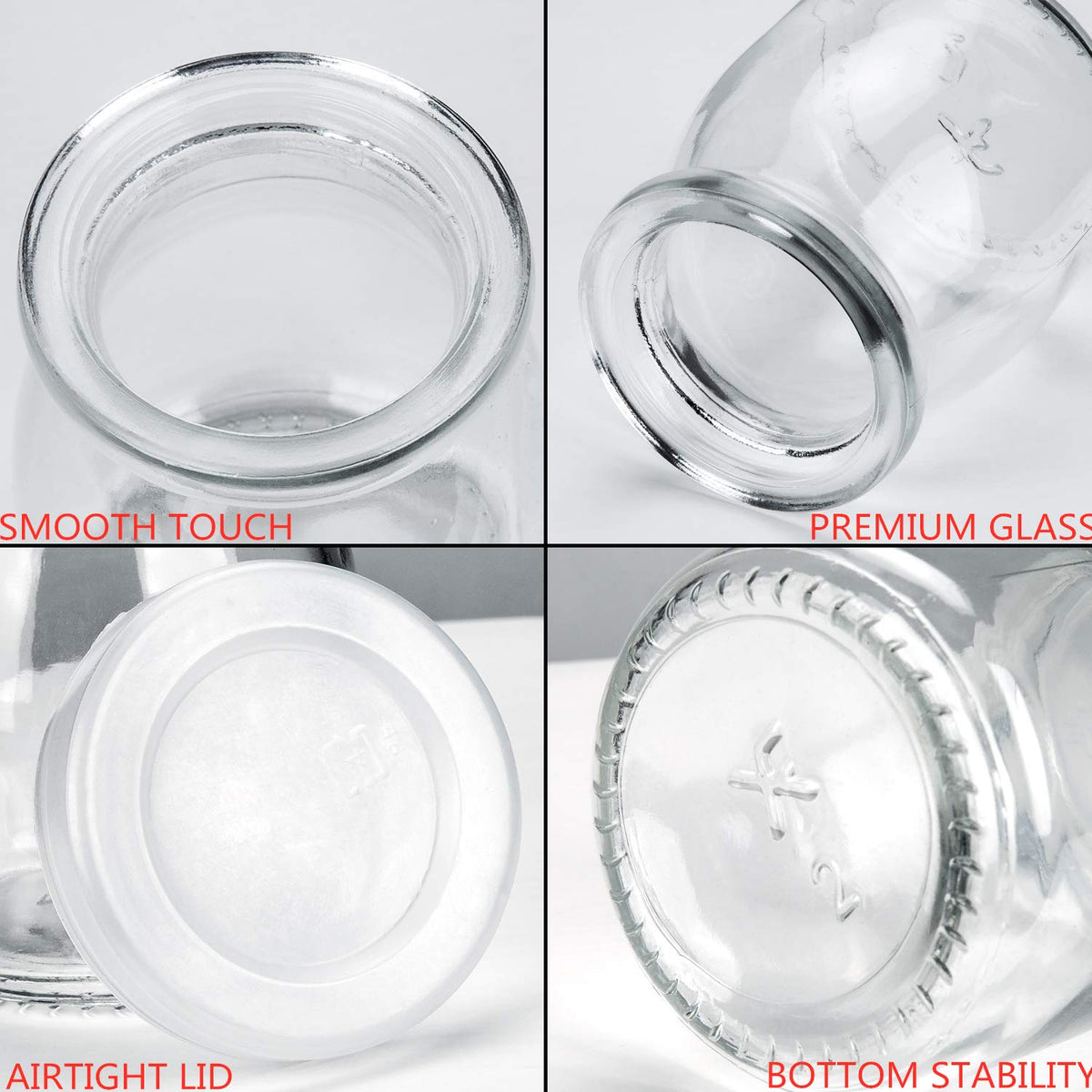 Encheng Glass Yogurt Container With Lids, 7 oz Clear Glass Jars With Lids(PE),Replacement Glass Pudding Yogurt Jars With Twine n Tag For Milk,Jams,Jelly,Mousse,Dishwaresafe 40 Pack