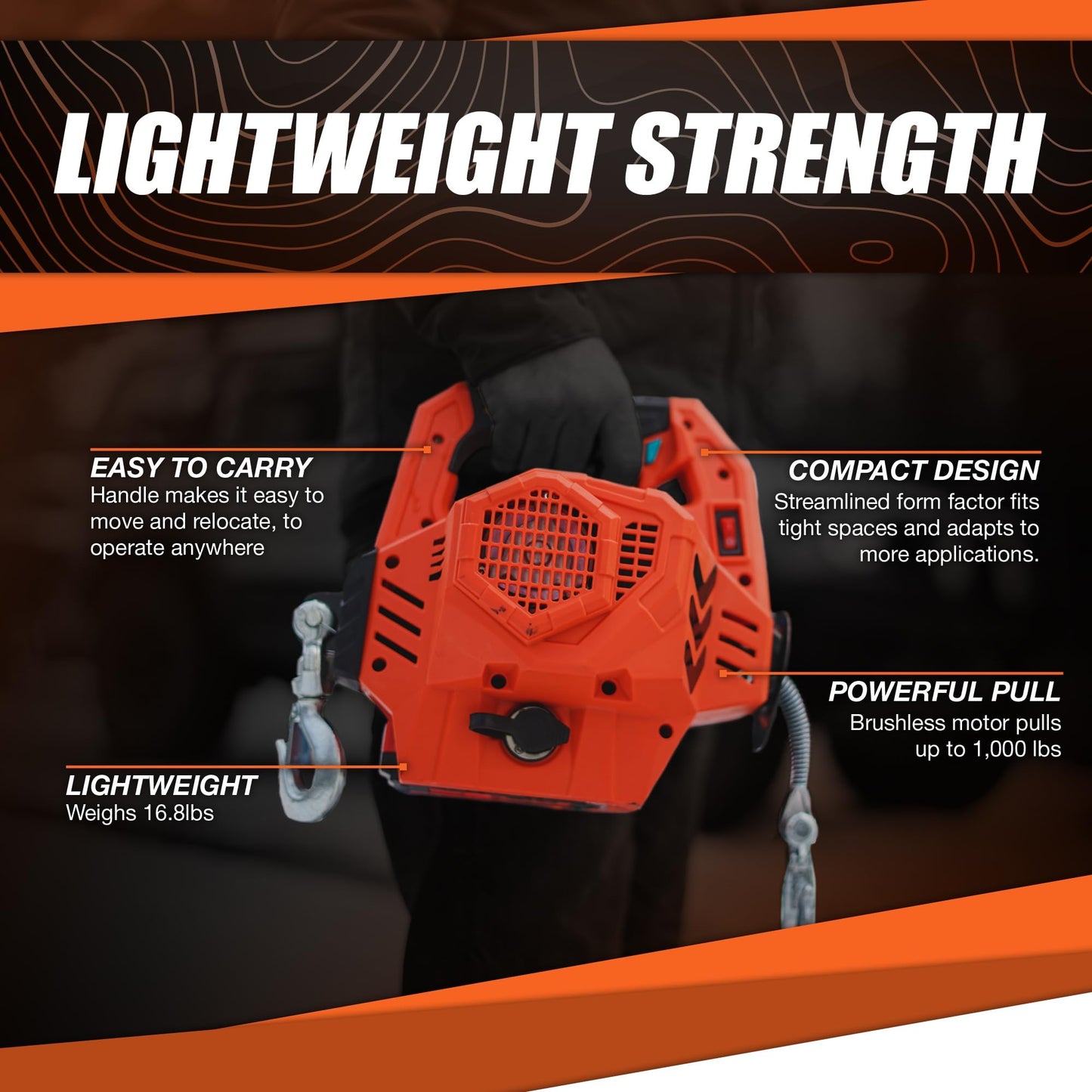 Mile Marker 71-1000 71-1000-29 Rhino Pull 1000 Portable Electric Winch | 39 Feet of Synthetic Rope | Lifts or Pulls Up to 1000 Pounds | Includes Extra Battery
