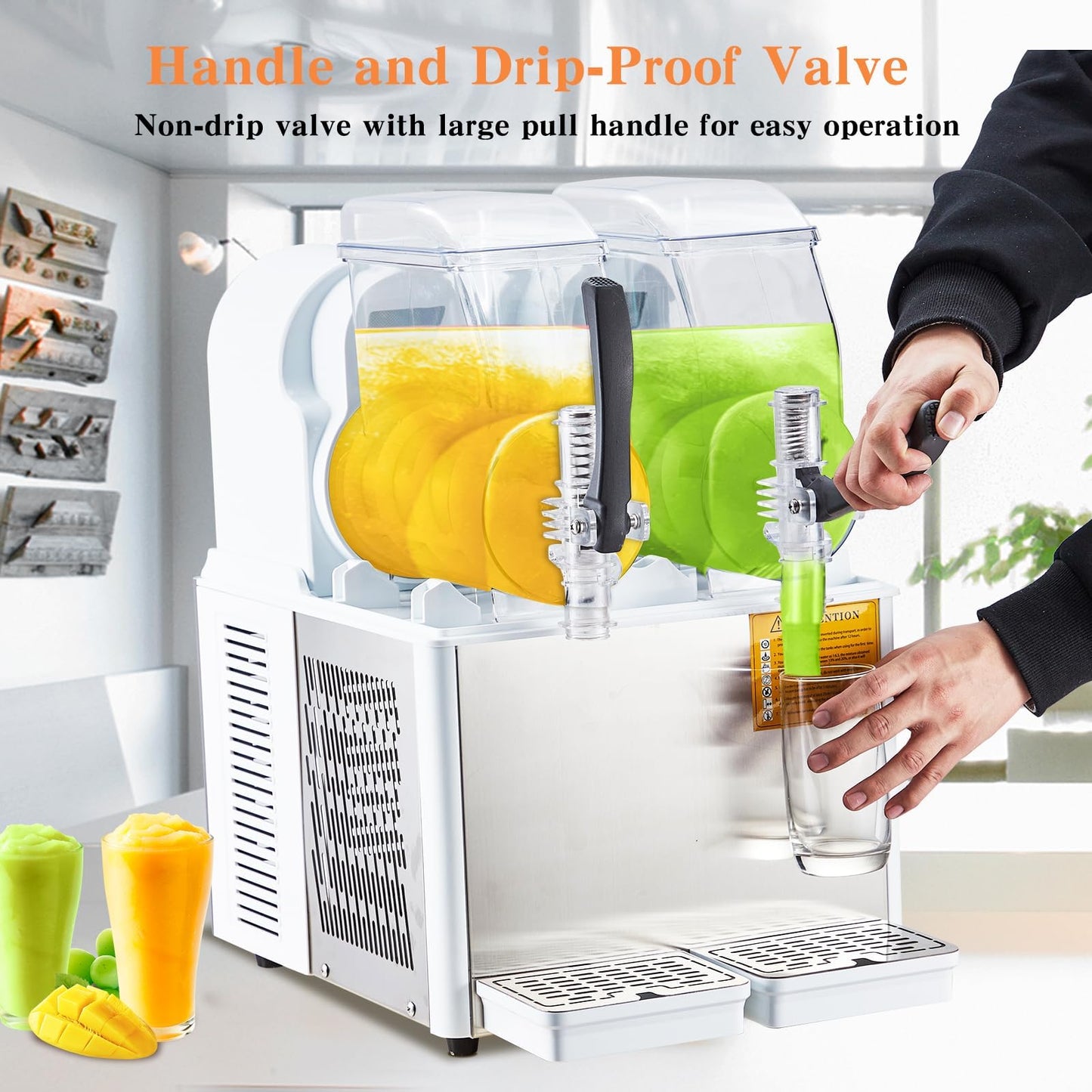 Commercial Slushy Machine, 4Lx2 Double Tank Margarita Machine, Stainless Steel High-Speed Self-Cleaning Frozen Drink Slushie Machine for Bars Restaurants Cafe Home Use