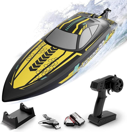 VOLANTEXRC RC Remote Control Boat for Pool2.4Ghz Control RC Boats for Adults Lake Electric Boat with Water Cooling System 2Rechargeable Batteries (Yellow)