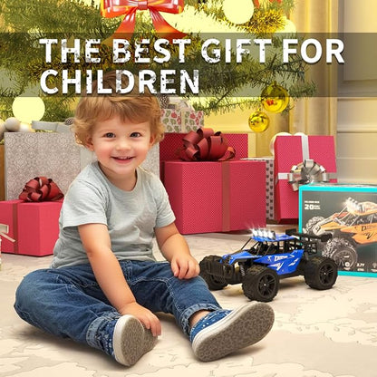 Remote Control Car Monster Truck Toys 1:16 Scale RC Car For Boys 2.4GHz High Speed 20 km/h With LED HeadlightsRechargeable RC Cars Gifts for Boys 4-7 8-12 Christmas Beginner Kids 6-12+(Blue)