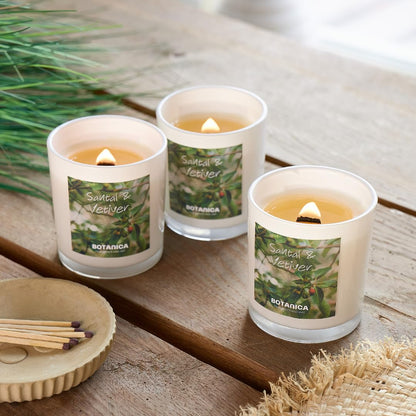 AME BOTANICA Santal & Vetiver Candle | Wood Wick Candles That Crackle | Valentine's Day, Mother's Day, Father's Day Gift | Luxury Scented Candle