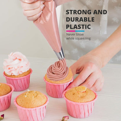 Riccle Extra Large 24 Inch Piping Bags - 100 Textured Anti Burst Thickened Disposable Pastry Bags - Icing Piping Bags for Frosting - Ideal for Cakes and Cookies Decoration