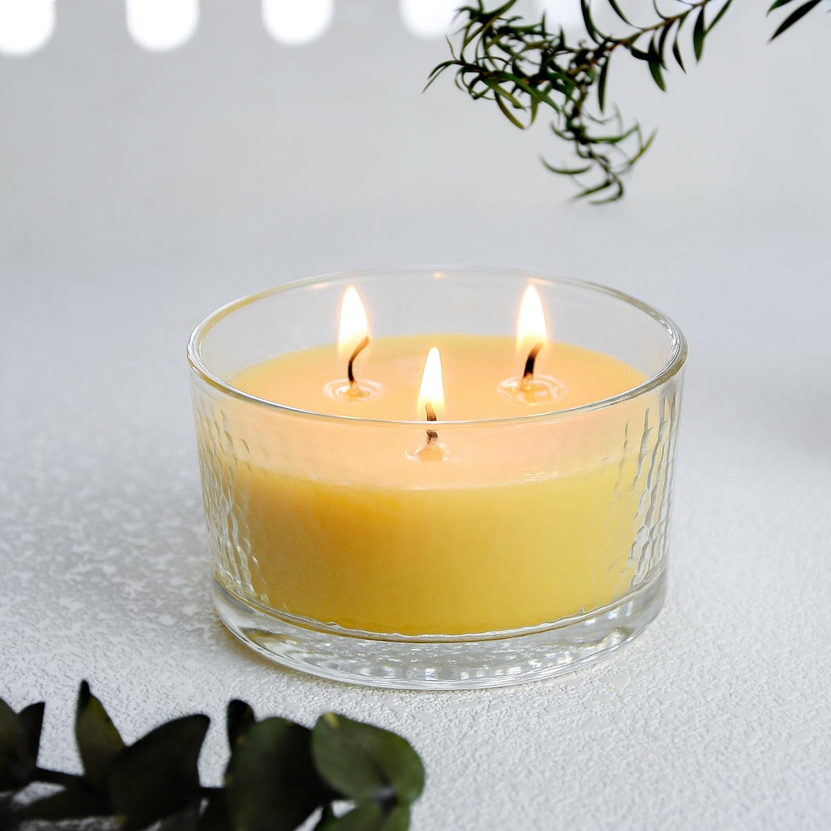 3-Wick Beeswax Candles, Pure Natural Handmade Beeswax Candles in Thick Glass Jars - Unscented Candles with 22-Hour Lasting