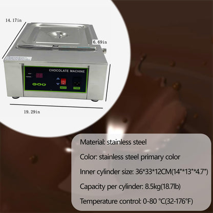 JARYANNIX 110V Stainless Steel Chocolate Melting Machine, Digital Control Chocolate Melter for for Bakeries Restaurants 1000W
