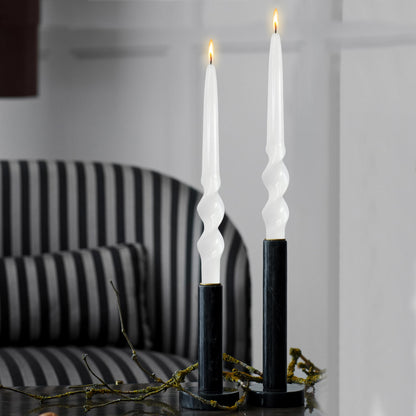 White Taper Candles Twisted Candles Sticks Long Spiral Candlesticks Unscented Candles Smokeless Candle for Wedding Party Dinner Home Decoration