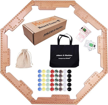 Jokers and Marbles Board GameReal Beech Wooden Marble Game for 2-8 PlayerBest Family Board Game for Game NightsHolidays and Casual Social Gatherings