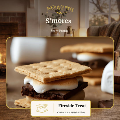 McCall’s Candles | S’Mores | 16 oz Scented Candle | USA-Poured | Vintage Rustic Jar with Carrying Handle | Toasted Marshmallow, Chocolate & Graham Cracker Fragrance