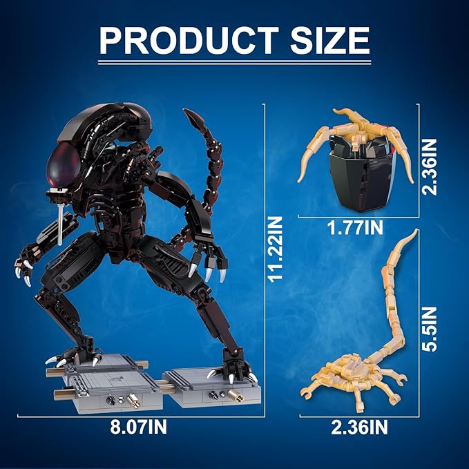 Xenomorph Action Figure Toy Building Set Compatible with Lego for AdultsCool Scary Toys Gifts for Boys and Girls 8-14 Years Up 616 pcs