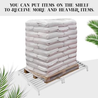 MorningRo 4 Pack Dunnage Rack 23.6" Long x 23.6" Wide, 3.9" Height Stainless Steel Shelf 3000+ Pound Capacity Commercial Food Floor Rack for Restaurants Kitchens Garages and Vehicles(Detacheable)