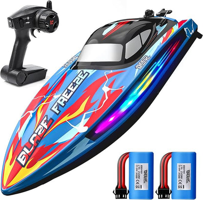 DEERC Fast RC Boat for Pool &amp Lake 20+MPH 40+ Mins Self Righting Remote Control Racing Speed Boat for Kids 2.4Ghz Summer Water Toy Gift