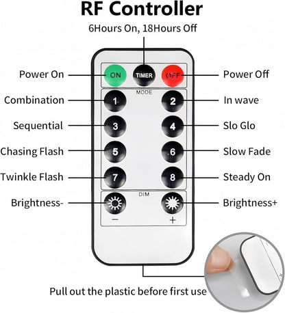 Skiennix 300 LED Curtain String Lights - Warm White, 8 Modes, Remote & Timer, USB Operated, Waterproof for Indoor/Outdoor Decor