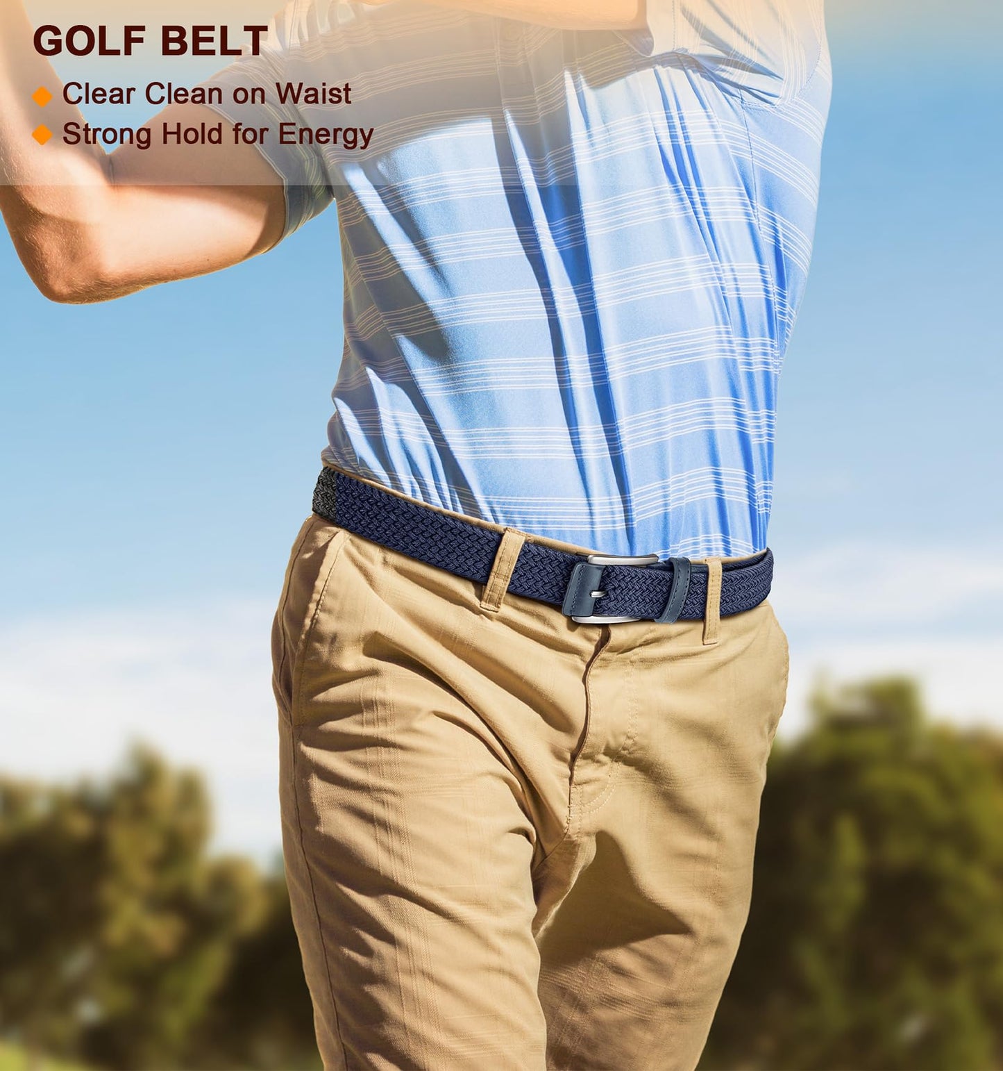 BULLIANT Stretch Belt Men,Mens Gift Woven Braided Web Belt 1 3/8 for Golf Casual Pants Shirts Jeans(Antique Blue,36"-40" Waist Adjustable)