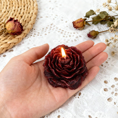 4 Packs Red Low Temperature Tea Lights Candle, Wax Play Red Rose Shaped Candle for Weddings and Valentine's Day, Engagement Proposals, Candlelit Dinners Decor