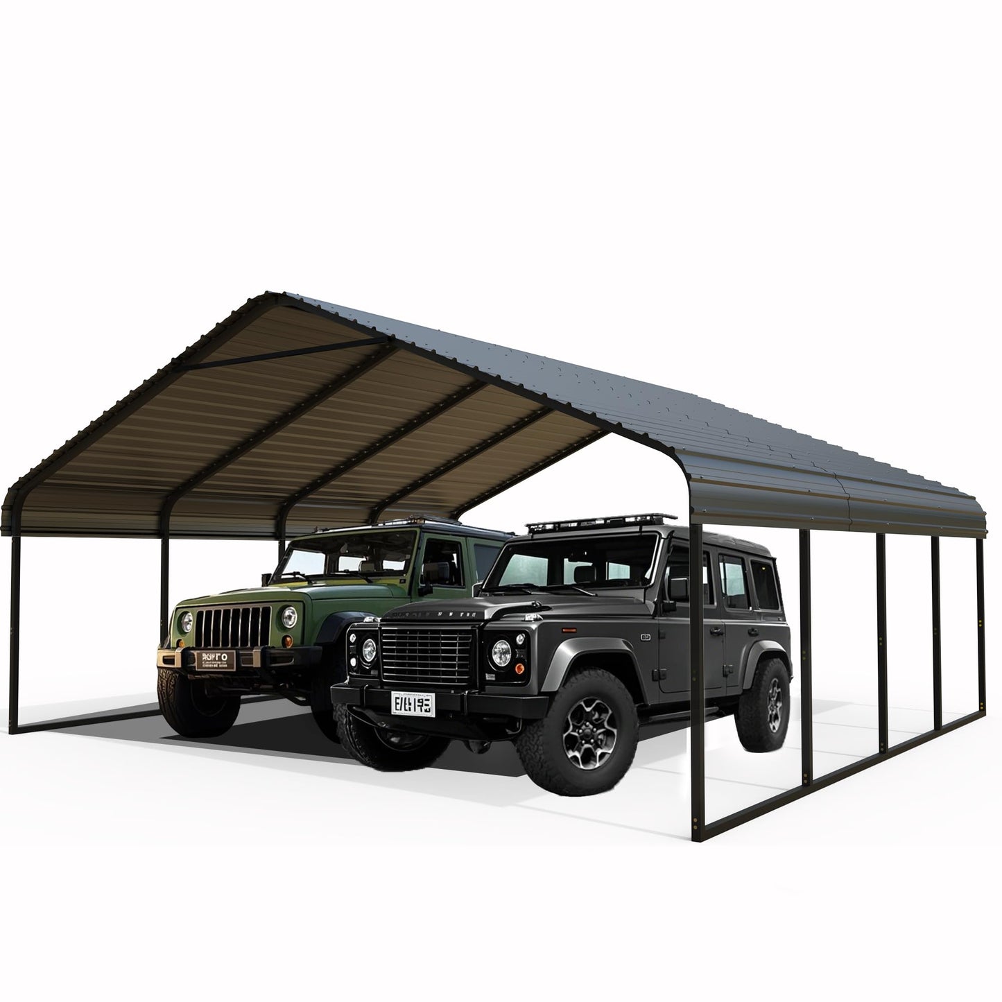 20' x 20' Heavy Duty Carport Canopy Shelter, Galvanized Steel Frame with All-Weather PE Cover, Portable Garage Tent for Cars, Trucks, Boats & Equipment Storage, Outdoor Event Shelter, Gray