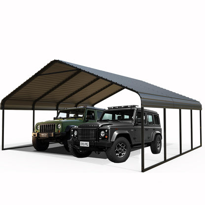 20' x 20' Heavy Duty Carport Canopy Shelter, Galvanized Steel Frame with All-Weather PE Cover, Portable Garage Tent for Cars, Trucks, Boats & Equipment Storage, Outdoor Event Shelter, Gray