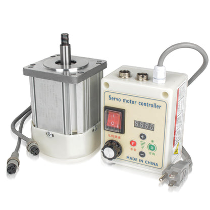 CNCTOPBAOS 1100W AC Servo Motor Kit 110V, 1.1KW 1.5HP 3.55N.m 89mm Flange 15mm Thread Shaft, 200-6000RPM Speed Adjustable CW/CCW Permanent Magnet Brushless Servo Controller for Lathe Milling Machine