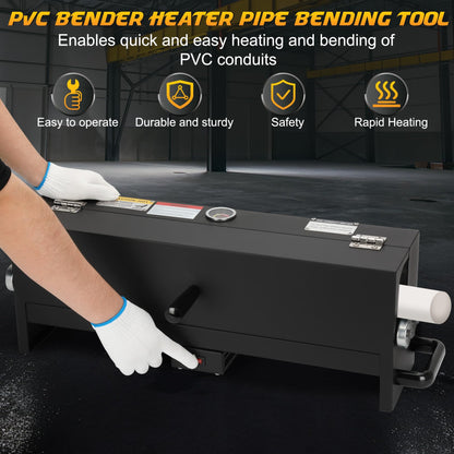 1/2“ to 2” Electric PVC Conduit Heater, PVC Bender Heater Pipe with Temperature Control & Safety Shutoff & Reflective Interior, 120V 1700W Fast Heating Bender for 24" Pipe Sections