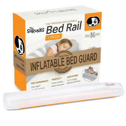Shrunks Inflatable Bed Rail for Toddlers, Kids, Adults, and Elderly | Portable Bed Bumper for Toddler Travel or Home | Blow Up Bed Guard Rail for Twin, Full, Queen, King Size Beds (1 Pack)