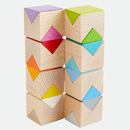 HABA Creative Building Blocks - Colourful Building Set with 32 Wooden Building Blocks &amp 10 Template Cards - Promotes Creativity Spatial Thinking &amp Fine Motor Skills - From 4 Years - 201260600